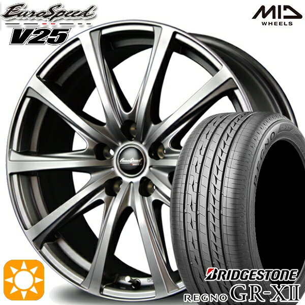 【取付対象】アイシス ノア 215/45R17 91W XL ブリヂストン レグノ GRX2 MID ユーロスピード V25 メタリックグレー 17インチ 7.0J 5H114.3 サマータイヤホイールセット