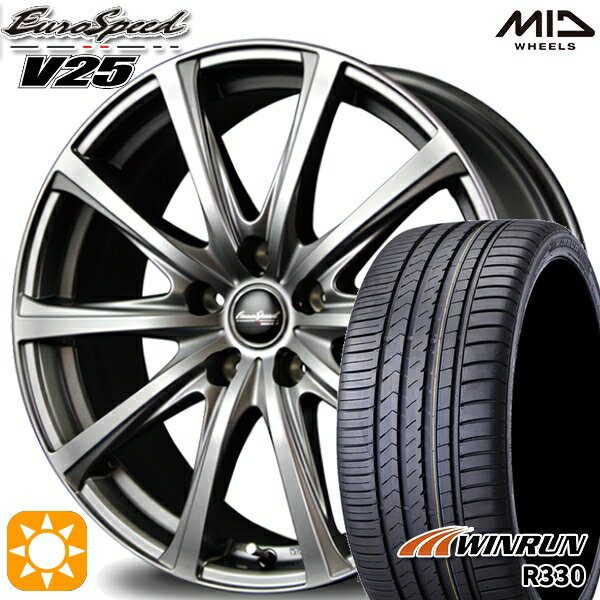 【取付対象】ジェイド アクセラ 225/40R18 92W XL ウィンラン R330 MID ユーロスピード V25 メタリックグレー 18インチ 7.5J 5H114.3 サマータイヤホイールセット