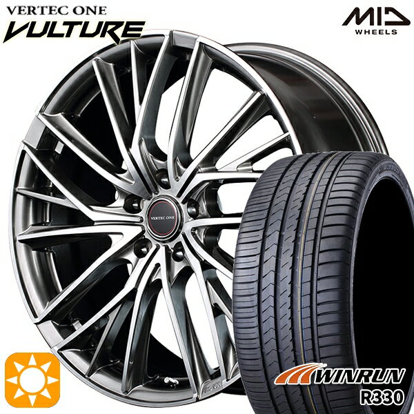 【取付対象】アイシス ノア/ヴォクシー 215/45R17 91W XL ウィンラン R330 MID ヴァーテックワン ヴァルチャー ハイパーシルバーポリッシュ 17インチ 7.0J 5H114.3 サマータイヤホイールセット