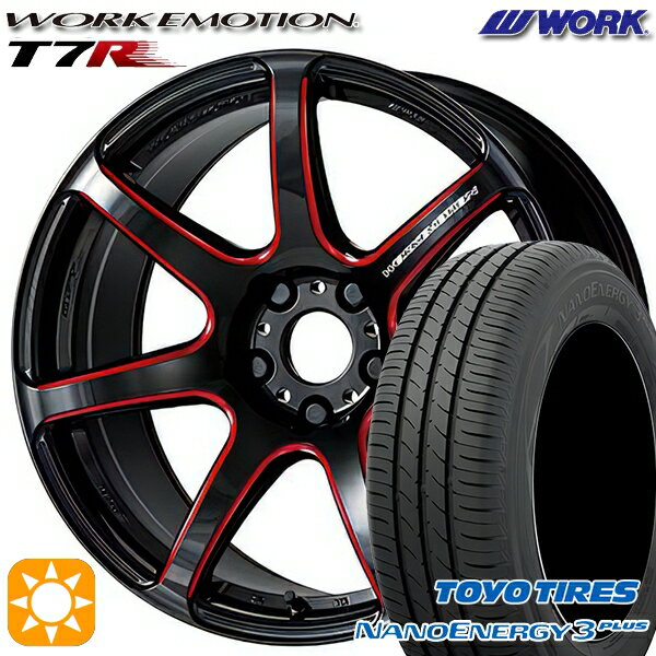 【取付対象】195/45R17 81W トーヨー ナノエナジー3プラス WORK エモーション T7R Kurenai 17インチ 7.0J 4H100 サマータイヤホイールセット