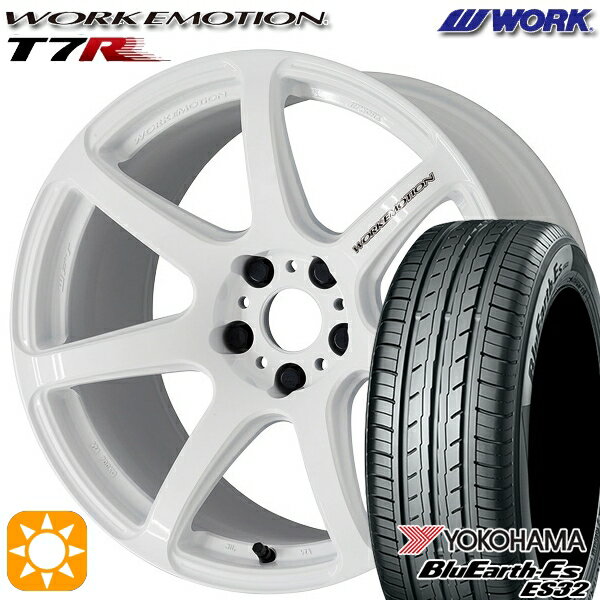 【取付対象】215/40R18 85W ヨコハマ ブルーアース ES32 WORK エモーション T7R ホワイト 18インチ 7.5J 5H100 サマータイヤホイールセット