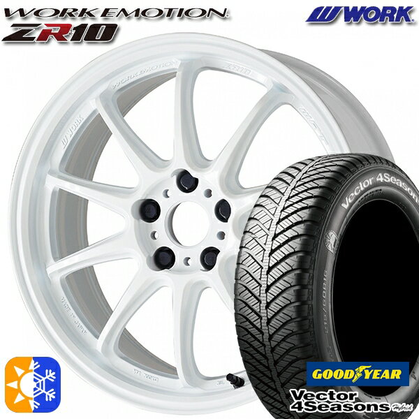 225/40R18 92H XL グッドイヤー ベクター フォーシーズンズ WORK エモーション ZR10 アズールホワイト 18インチ 7.5J 5H114.3 オールシーズンタイヤホイールセット