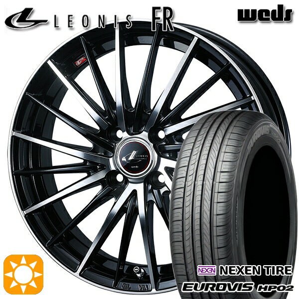 【取付対象】165/65R15 ネクセン ロードストーン ユーロビズ HP02 Weds レオニス FR PBMC (パールブラック ミラーカット) 15インチ 4.5J 4H100 サマータイヤホイールセット