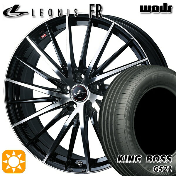 【取付対象】205/55R16 91V キングボス G521 Weds レオニス FR PBMC (パールブラック ミラーカット) 16インチ 6.5J 5H114.3 サマータイヤホイールセット