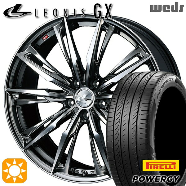 【取付対象】プリウス カローラツーリング 215/45R17 91W XL ピレリ パワジー Weds レオニス GX BMCMC (ブラックメタルコート/ミラーカット) 17インチ 7.0J 5H100 サマータイヤホイールセット