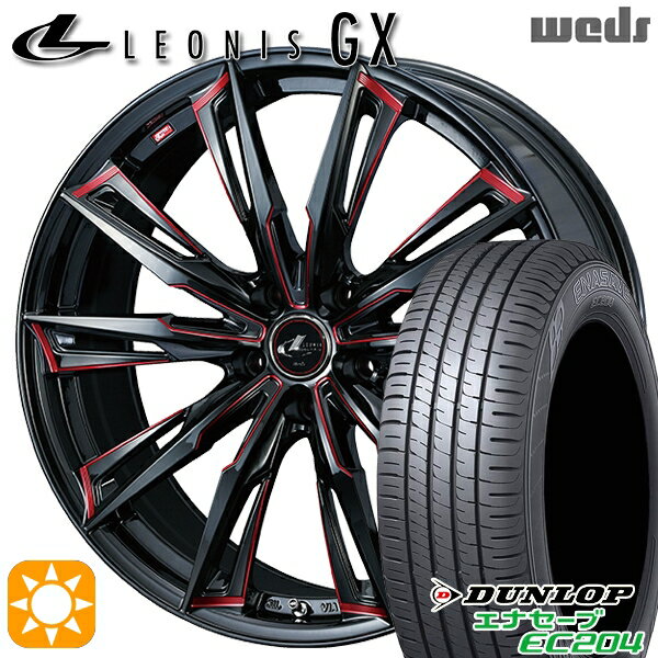 【取付対象】225/45R18 95W XL ダンロップ エナセーブ EC204 Weds レオニス GX BK/SC[RED] (ブラック/SCマシニング[レッド]) 18インチ 7.0J 5H114.3 サマータイヤホイールセット