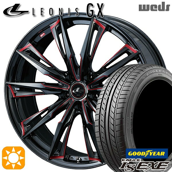 【最大2,000円OFFクーポン】215/40R18 89W XL グッドイヤー イーグル LSEXE Weds レオニス GX BK/SC[RED] (ブラック/SCマシニング[レッド]) 18インチ 7.0J 5H100 サマータイヤホイールセット