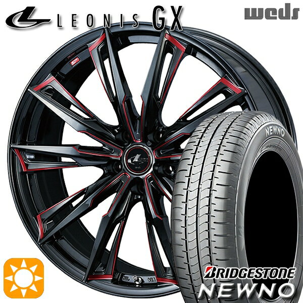 【取付対象】215/45R17 91W XL ブリヂストン ニューノ Weds レオニス GX BK/SC[RED] (ブラック/SCマシニング[レッド]) 17インチ 7.0J 5H114.3 サマータイヤホイールセット