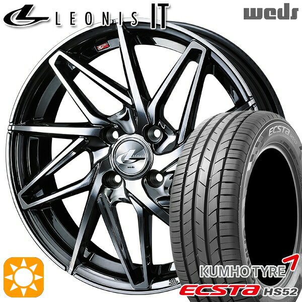 5/18 D会員限定P13倍★ 195/45R16 84V XL クムホ エクスタ HS52 Weds レオニス IT BMCMC (ブラックメタルコート/ミラーカット) 16インチ 6.0J 4H100 サマータイヤホイールセット