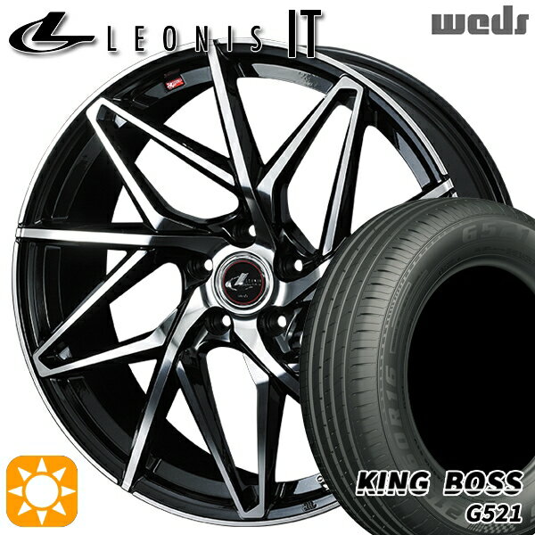 【取付対象】リーフ ノア 205/55R16 91V キングボス G521 Weds レオニス IT PBMC (パールブラック/ミラーカット) 16インチ 6.5J 5H114.3 サマータイヤホイールセット