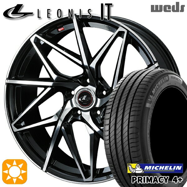 【取付対象】プリウス カローラツーリング 215/45R17 91W XL ミシュラン プライマシー4プラス Weds レオニス IT PBMC (パールブラック/ミラーカット) 17インチ 7.0J 5H100 サマータイヤホイールセット