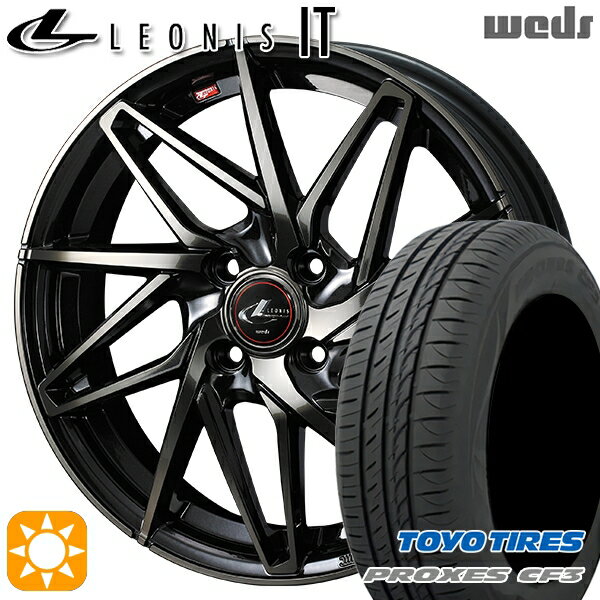 【取付対象】フィット デミオ 175/65R14 82H トーヨー プロクセス CF3 Weds レオニス IT PBMC/TI (パールブラック ミラーカット/チタントップ) 14インチ 5.5J 4H100 サマータイヤホイールセット