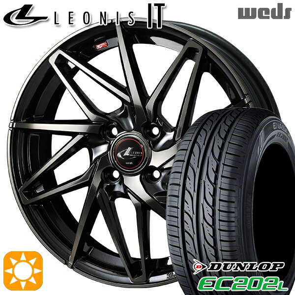 【取付対象】フィット アクア 175/70R14 84S ダンロップ エナセーブ EC202L Weds レオニス IT PBMC/TI (パールブラック ミラーカット/チタントップ) 14インチ 5.5J 4H100 サマータイヤホイールセット