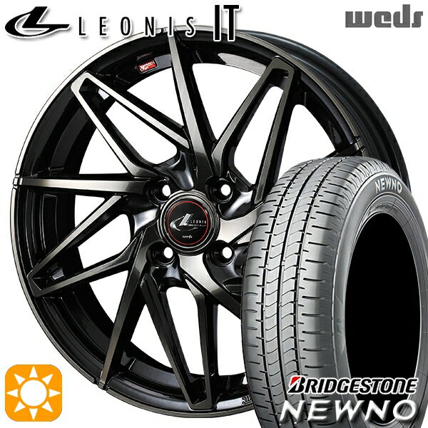 【取付対象】165/60R14 75H ブリヂストン ニューノ Weds レオニス IT PBMC/TI (パールブラック ミラーカット/チタントップ) 14インチ 4.5J 4H100 サマータイヤホイールセット