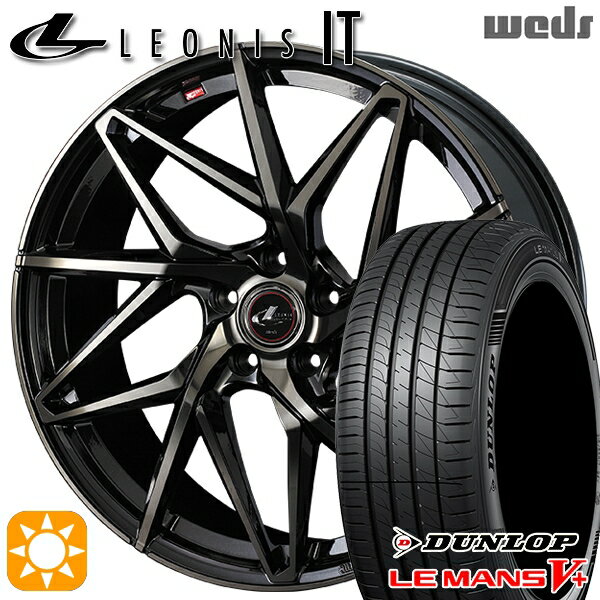 【最大2,000円OFFクーポン】225/40R19 89W ダンロップ ルマン5+ Weds レオニス IT PBMC/TI (パールブラック ミラーカット/チタントップ) 19インチ 8.0J 5H114.3 サマータイヤホイールセット