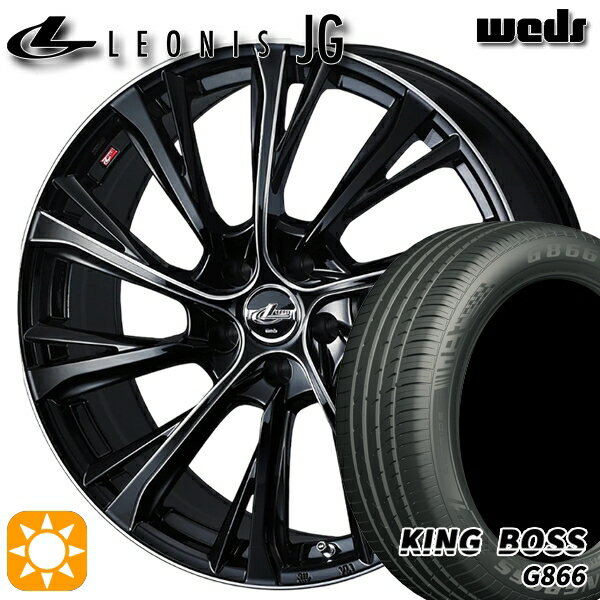 【取付対象】リーフ レヴォーグ 215/50R17 95W XL キングボス G866 Weds ウェッズ レオニス JG BK/SC 17インチ 7.0J 5H114.3 サマータイヤホイールセット
