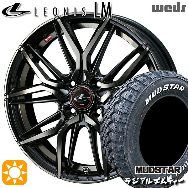 【取付対象】205/60R16 96T XL マッドスター ラジアル M/T ホワイトレター Weds レオニス LM PBMC/TI (パールブラック ミラーカット/チタントップ) 16インチ 6.0J 4H100 サマータイヤホイールセット