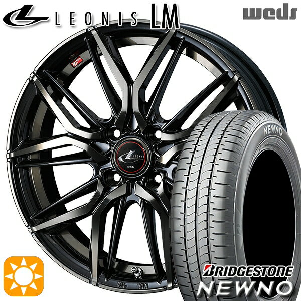 【取付対象】195/45R16 84V ブリヂストン ニューノ Weds レオニス LM PBMC/TI (パールブラック ミラーカット/チタントップ) 16インチ 6.0J 4H100 サマータイヤホイールセット