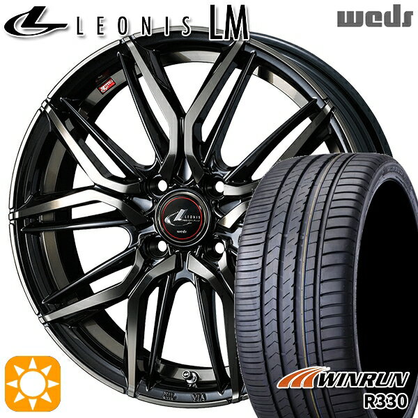 【取付対象】195/40R17 81W XL ウィンラン R330 Weds レオニス LM PBMC/TI (パールブラック ミラーカット/チタントップ) 17インチ 6.5J 4H100 サマータイヤホイールセット