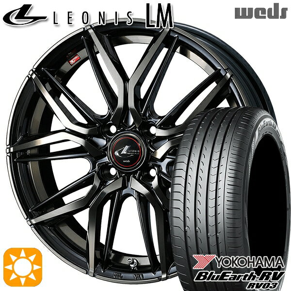 【取付対象】175/60R16 82H ヨコハマ ブルーアース RV03 Weds レオニス LM PBMC/TI (パールブラック ミラーカット/チタントップ) 16インチ 6.0J 4H100 サマータイヤホイールセット