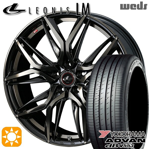 【取付対象】アイシス ノア/ヴォクシー 215/45R17 91W XL ヨコハマ アドバンデシベル V553 Weds レオニス LM PBMC/TI (パールブラック ミラーカット/チタントップ) 17インチ 7.0J 5H114.3 サマータイヤホイールセット