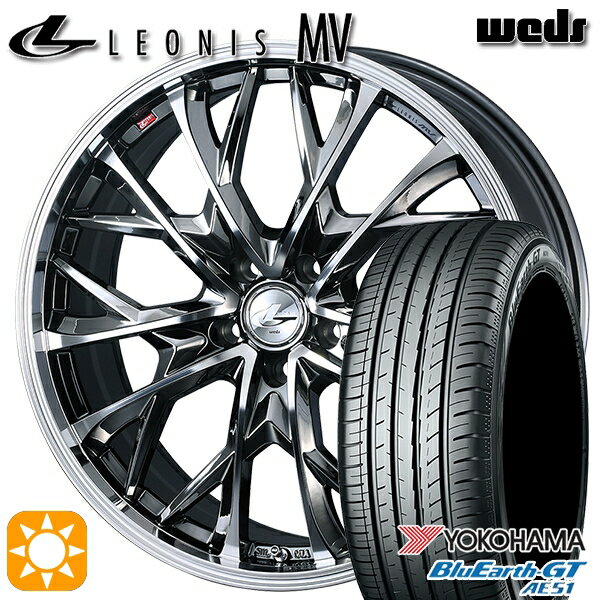 5/18 D会員限定P13倍★ 225/40R19 93W XL ヨコハマ ブルーアースGT AE51 Weds レオニス MV BMCMC (ブラックメタルコート ミラーカット) 19インチ 7.5J 5H114.3 サマータイヤホイールセット