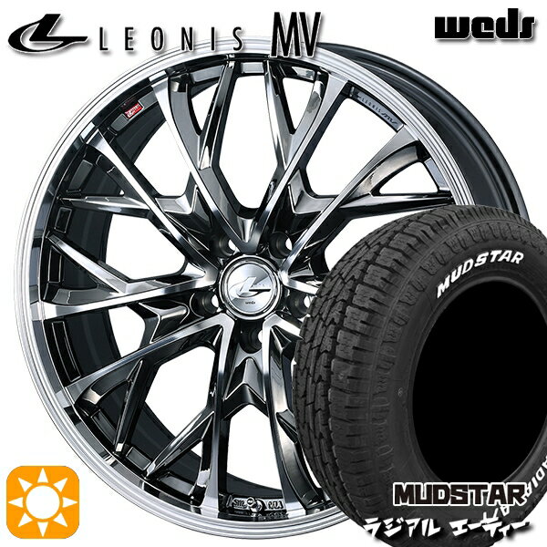 【取付対象】205/60R16 96H マッドスター ラジアル A/T ホワイトレター Weds レオニス MV BMCMC (ブラックメタルコート ミラーカット) 16インチ 6.5J 5H114.3 サマータイヤホイールセット