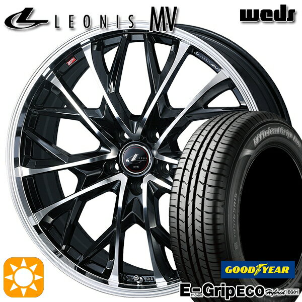 5/18 D会員限定P13倍★ 215/50R17 91V グッドイヤー エフィシェントグリップ エコ EG01 Weds レオニス MV PBMC (パールブラック/ミラーカット) 17インチ 7.0J 5H114.3 サマータイヤホイールセット