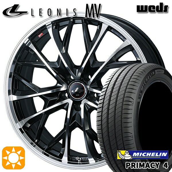 【取付対象】205/55R16 91W ミシュラン プライマシー4 Weds レオニス MV PBMC (パールブラック/ミラーカット) 16インチ 6.5J 5H114.3 サマータイヤホイールセット