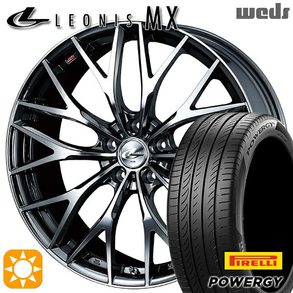 【取付対象】エクストレイル フォレスター 225/60R17 99V ピレリ パワジー Weds レオニス MX BMCMC (ブラックメタルコート ミラーカット) 17インチ 7.0J 5H114.3 サマータイヤホイールセット