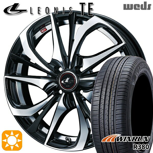 【取付対象】フィット アクア 175/65R15 84H ウィンラン R380 Weds レオニス TE PBMC (パールブラック ミラーカット) 15インチ 5.5J 4H100 サマータイヤホイールセット
