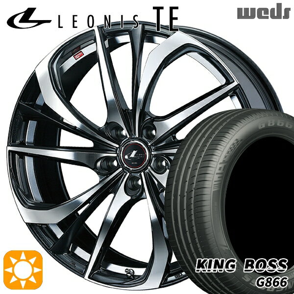 【取付対象】215/50R17 95W XL キングボス G866 Weds レオニス TE PBMC (パールブラック ミラーカット) 17インチ 7.0J 5H100 サマータイヤホイールセット