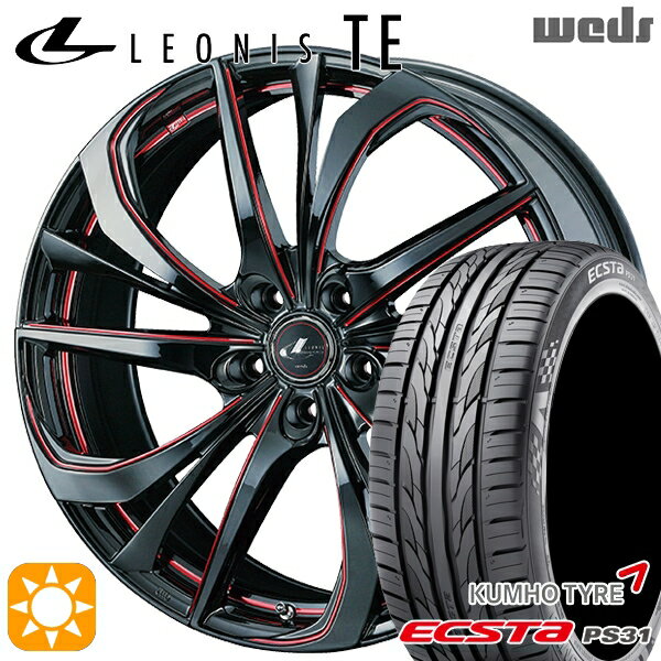 【取付対象】50プリウス インプレッサ 215/45R17 91W XL クムホ エクスタ PS31 Weds レオニス TE BK/SC[RED] (ブラック/SCマシニング[レッド]) 17インチ 7.0J 5H100 サマータイヤホイールセット