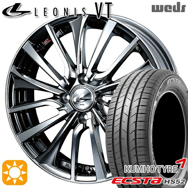 【取付対象】195/45R16 84V XL クムホ エクスタ HS52 Weds レオニス VT BMCMC (ブラックメタルコート ミラーカット) 16インチ 6.0J 4H100 サマータイヤホイールセット