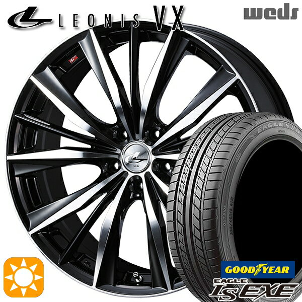 【取付対象】アイシス ノア 215/45R17 91W XL グッドイヤー イーグル LSEXE Weds レオニス VX BKMC (ブラック ミラーカット) 17インチ 7.0J 5H114.3 サマータイヤホイールセット