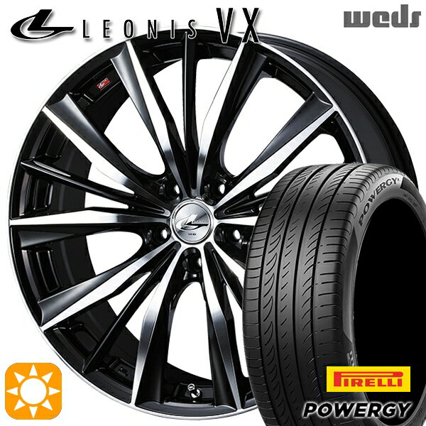 【取付対象】リーフ レヴォーグ 215/50R17 95W XL ピレリ パワジー Weds レオニス VX BKMC (ブラック ミラーカット) 17インチ 7.0J 5H114.3 サマータイヤホイールセット