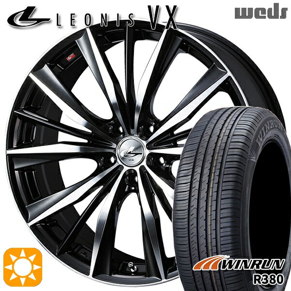 【取付対象】マツダ6 エクストレイル 225/60R18 104V XL ウィンラン R380 Weds レオニス VX BKMC (ブラック ミラーカット) 18インチ 7.0J 5H114.3 サマータイヤホイールセット