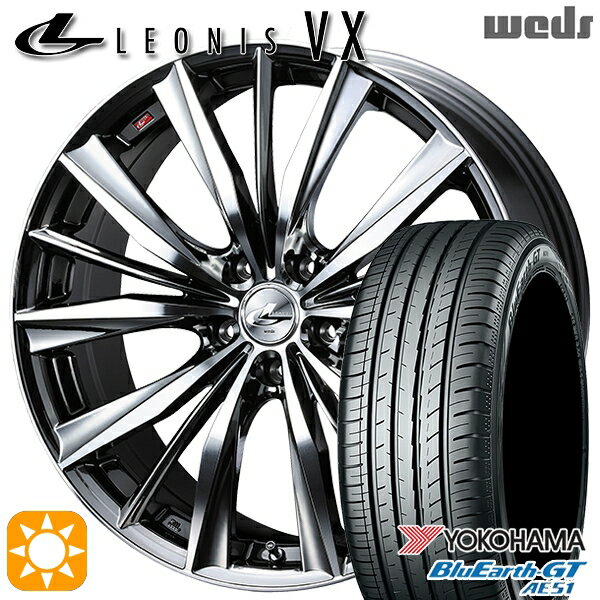 【取付対象】セレナ 215/40R18 89W XL ヨコハマ ブルーアースGT AE51 Weds レオニス VX BMCMC (ブラックメタルコート ミラーカット) 18インチ 7.0J 5H114.3 サマータイヤホイールセット