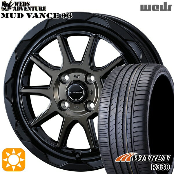 【取付対象】アクア デミオ ノート 195/55R16 87V ウィンラン R330 Weds マッドヴァンス06 ブラックポリッシュブロンズクリア 16インチ 6.0J 4H100 サマータイヤホイールセット