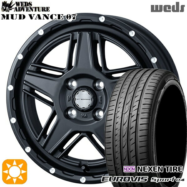 【取付対象】165/60R14 75H ロードストーン ユーロビズ Sport 04 Weds マッドヴァンス07 フルマットブラック 14インチ 4.5J 4H100 サマータイヤホイールセット
