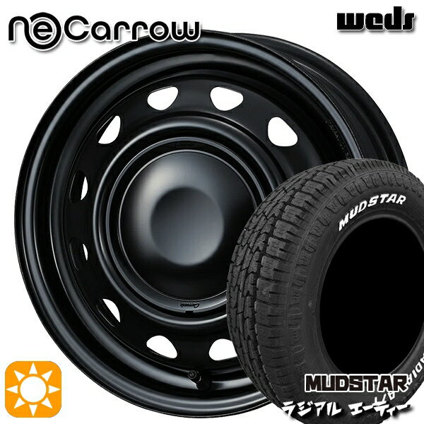 【取付対象】155/65R14 75S マッドスター ラジアル A/T ホワイトレター Weds ネオキャロ セミマットブラック/セミマットブラックキャップ 14インチ 4.5J 4H100 +45 サマータイヤホイールセット