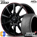 225/45R18 95W XL クムホ ソルウス 4S HA32 MID ラピッド ZX10 ブラック+リムレッドライン 18インチ 7.5J 5H114.3 オールシーズンタイヤホイールセット