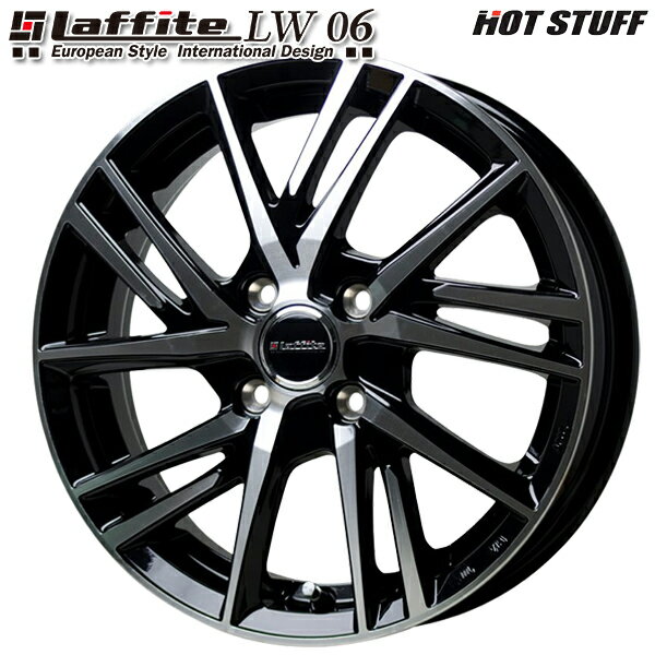 13インチ 4.0J 4H100 +45HotStuff ホットスタッフ ラフィット LW-06ブラックポリッシュアルミホイール単品 1本 4本以上送料無料