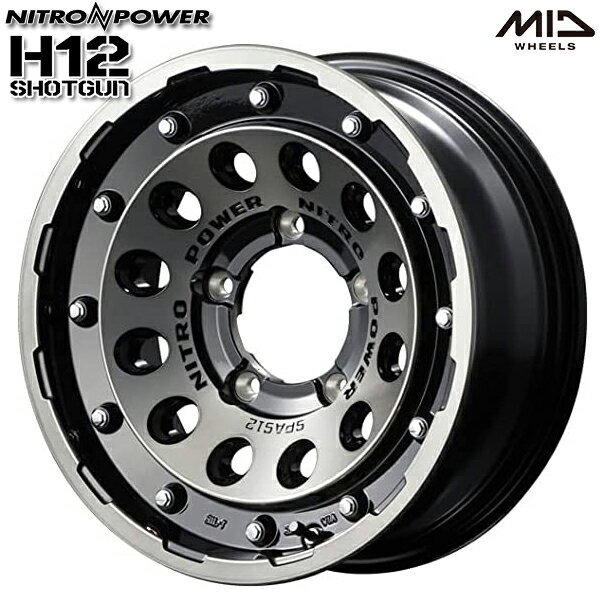 15インチ 6.0J 5H139.7 -5 MID ナイトロパワー H12ショットガン ブラッククリ