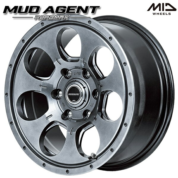 16インチ 6.5J 6H139.7 +38 MID マルカサービス マッドエージェント メタリックグレー アルミホイール単品 4本（1台分）送料無料