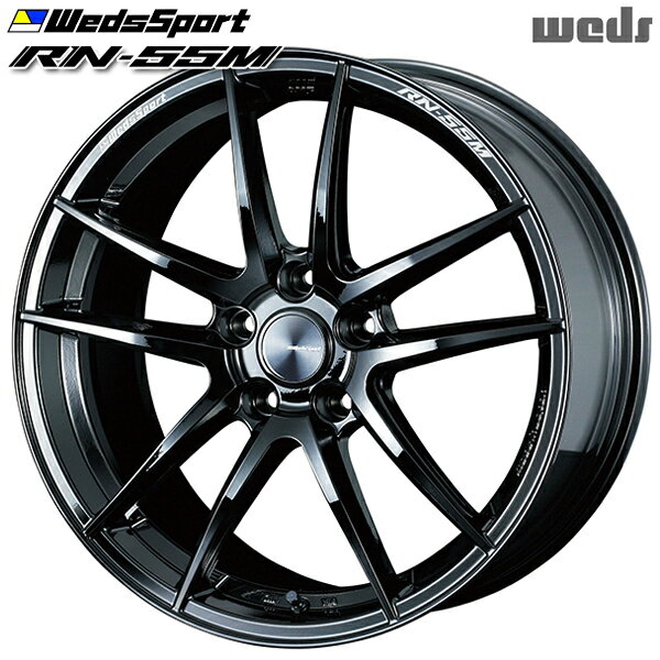 19インチ 8.0J 5H114.3 +45 Weds ウェッズスポーツ RN55M GLOSS BLACK（グロスブラック） アルミホイール単品 1本 4本以上送料無料/代金引換不可