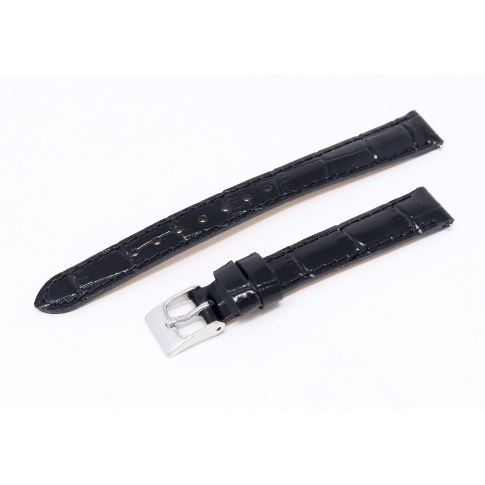 12mm セイコー 純正 バンド 牛 革 ワニタケフ 型押 RS03C12BK ブラック 黒 ベルト 交換 SEIKO お手入れマニュアル付