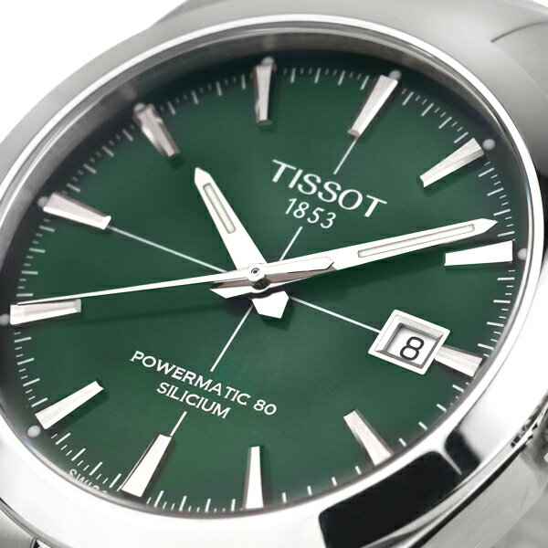 ティソ ジェントルマン オートマティック パワーマティック 80 シリシウム 腕時計 TISSOT Gentleman Automatic Powermatic 80 Silicium T127.407.11.091.01 グリーン メンズ ブランド 時計 新品