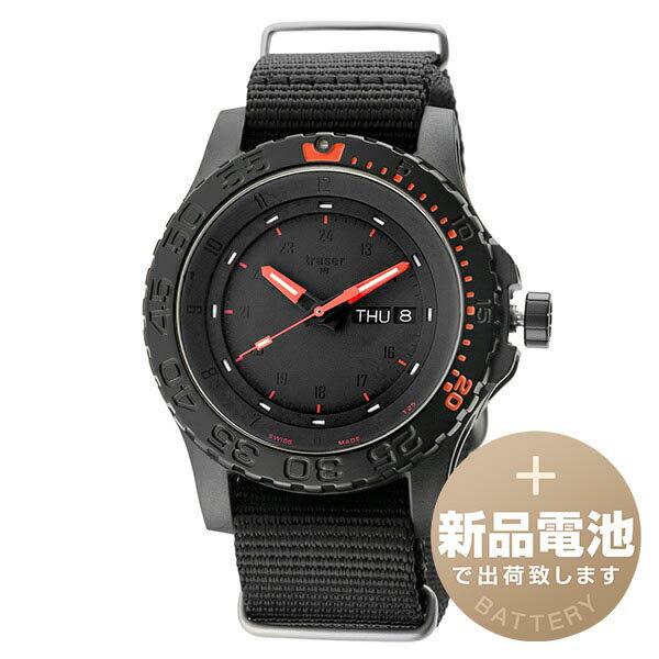 【新品電池で安心出荷】 トレーサー タイプ6 ミルジー レッドコンバット 腕時計 traser TYPE6 MIL-G Red Combat P6600 MIL-G Red Combat ブラック メンズ ブランド 時計 新品 正規品