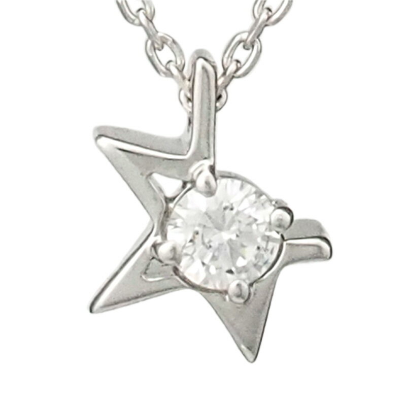タサキ 1P ダイヤモンド/0.07ct アブストラクト スター ソロ ネックレス K18WG 箱付【中古】【JS1616】